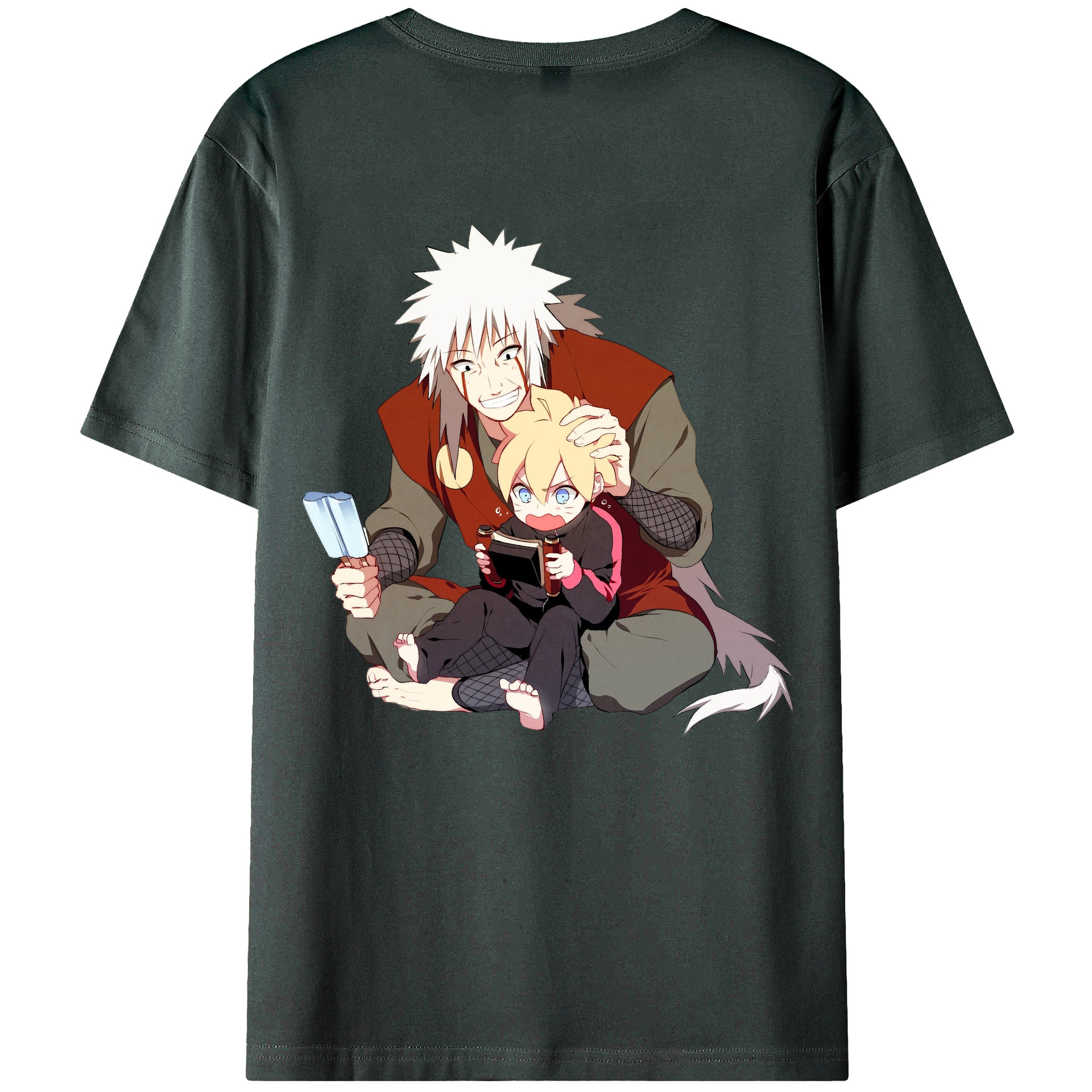 （画像用） NARUTO -ナルト- 自来也（じらいや） Jiraiya 綿100％ メンズ半袖Tシャツ（バックプリント） 通気性